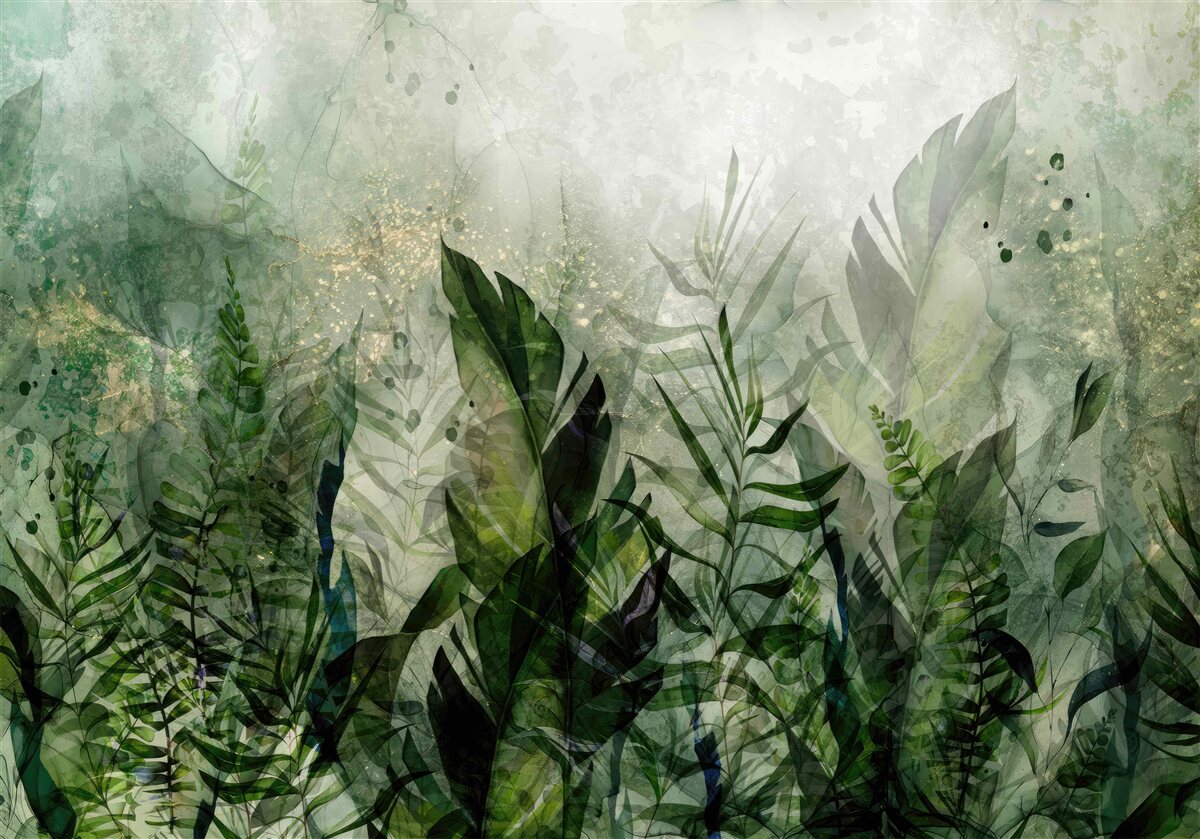 Fotobehang abstracte groene bladeren