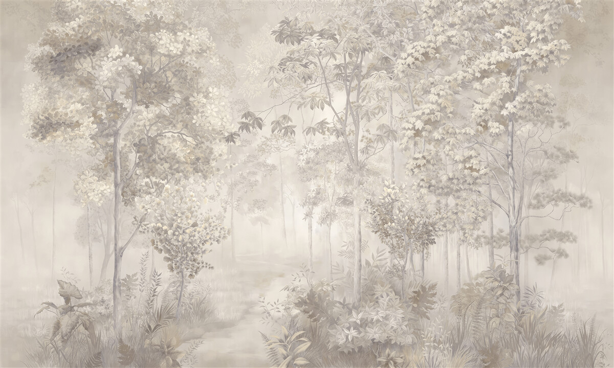 Fotobehang park met slanke bomen