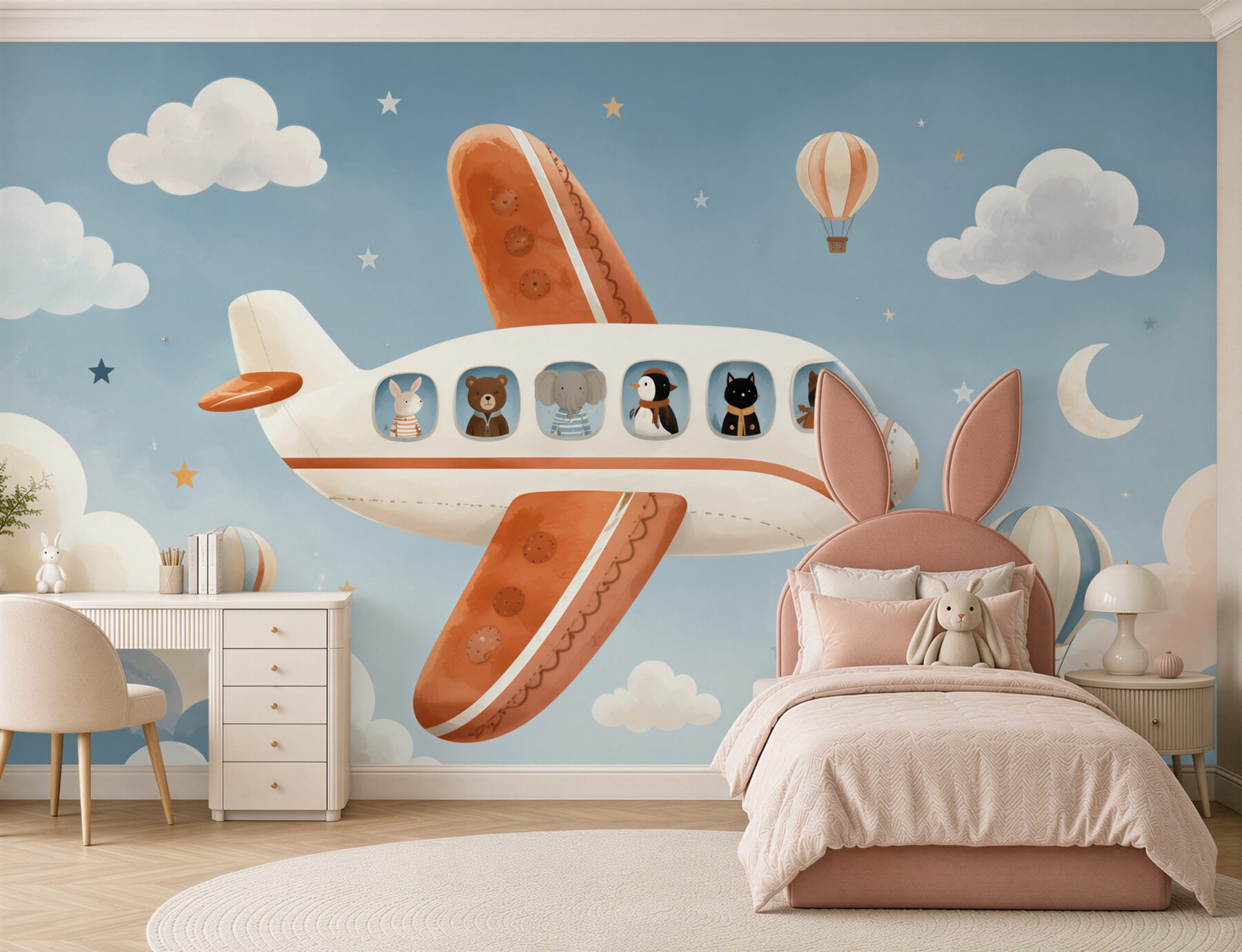 Fotobehang Dieren kijken door de ramen van het vliegtuig