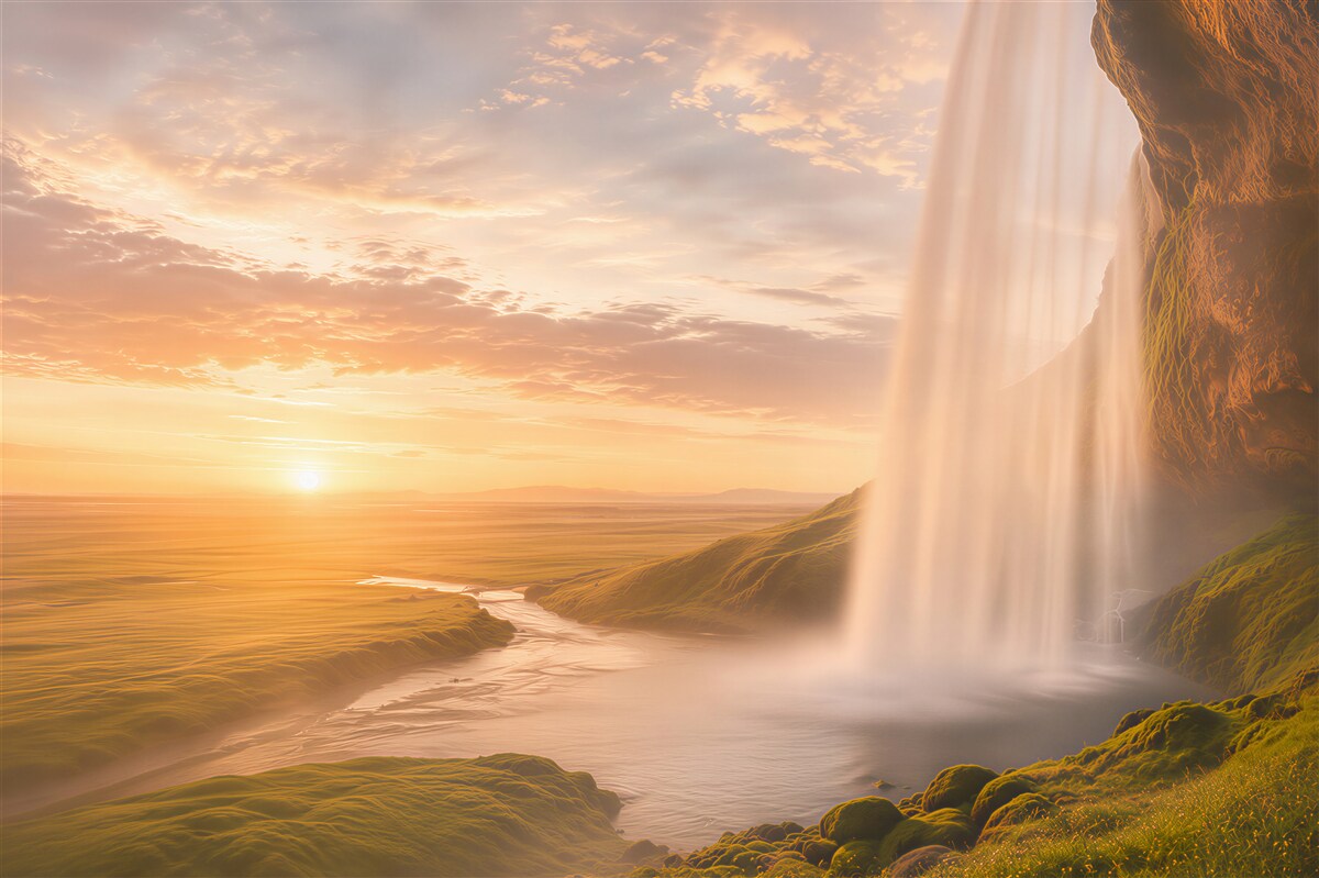 Fotobehang water dat van een waterval valt