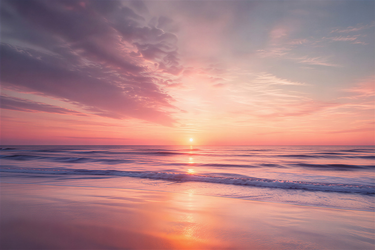 Fotobehang Zonsondergang op de achtergrond van de zee