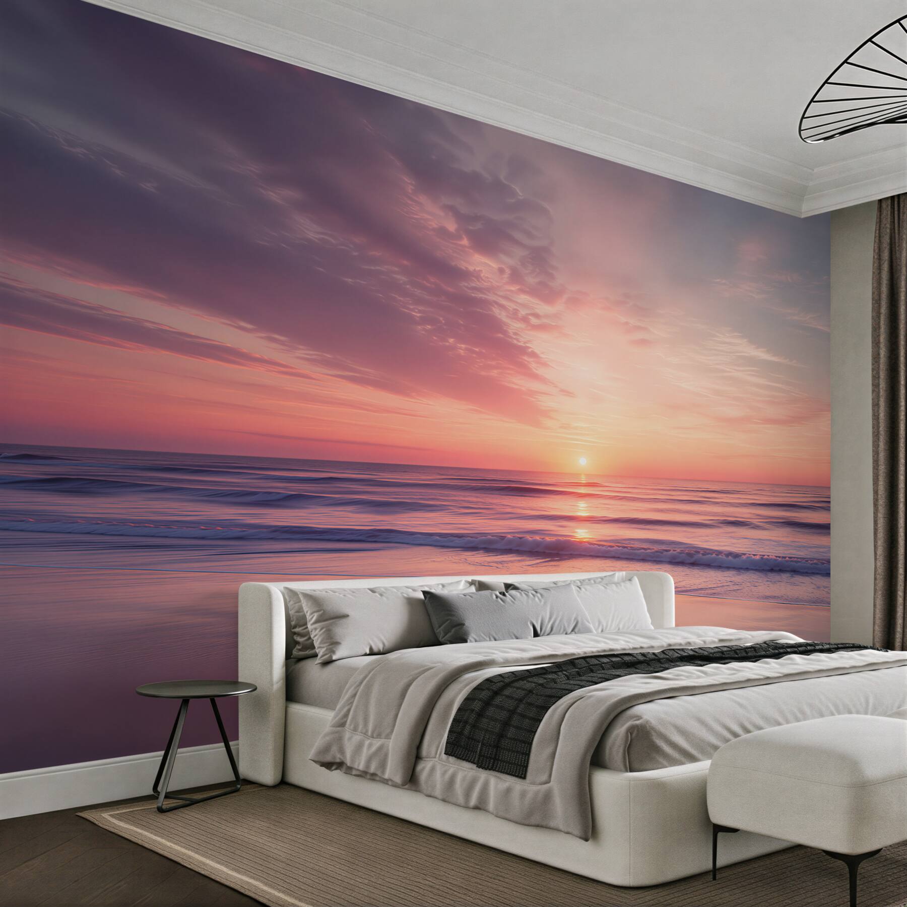 Fotobehang Zonsondergang op de achtergrond van de zee
