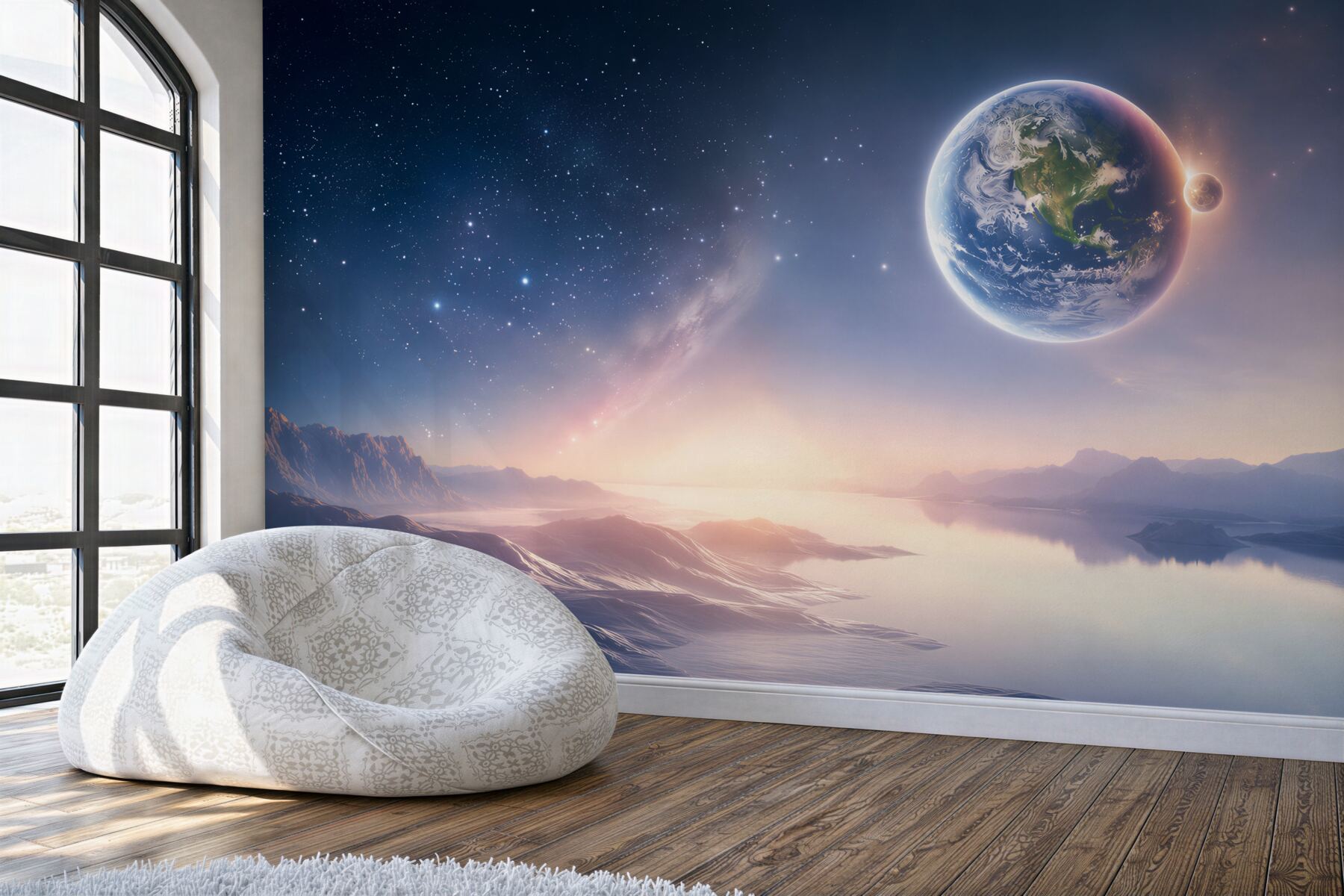 Fotobehang uitzicht op de aarde vanaf een andere planeet
