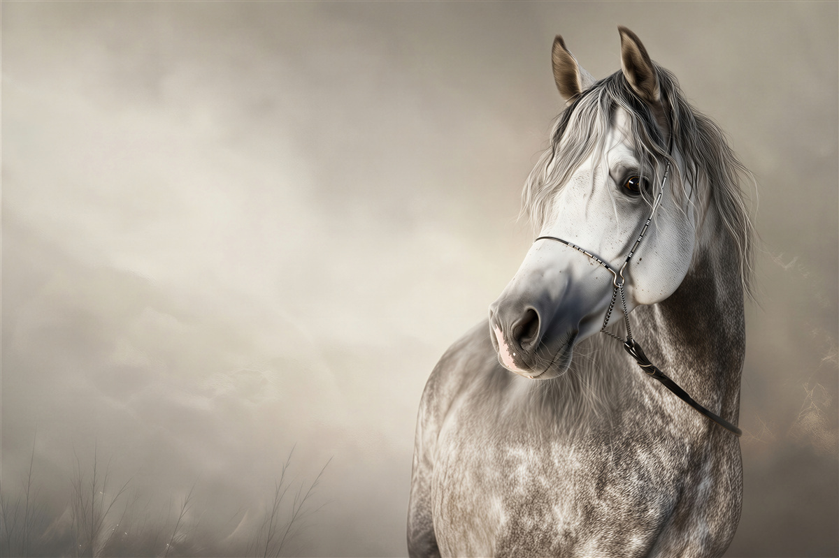 Fotobehang mooi profiel van een paard op een zwarte achtergrond