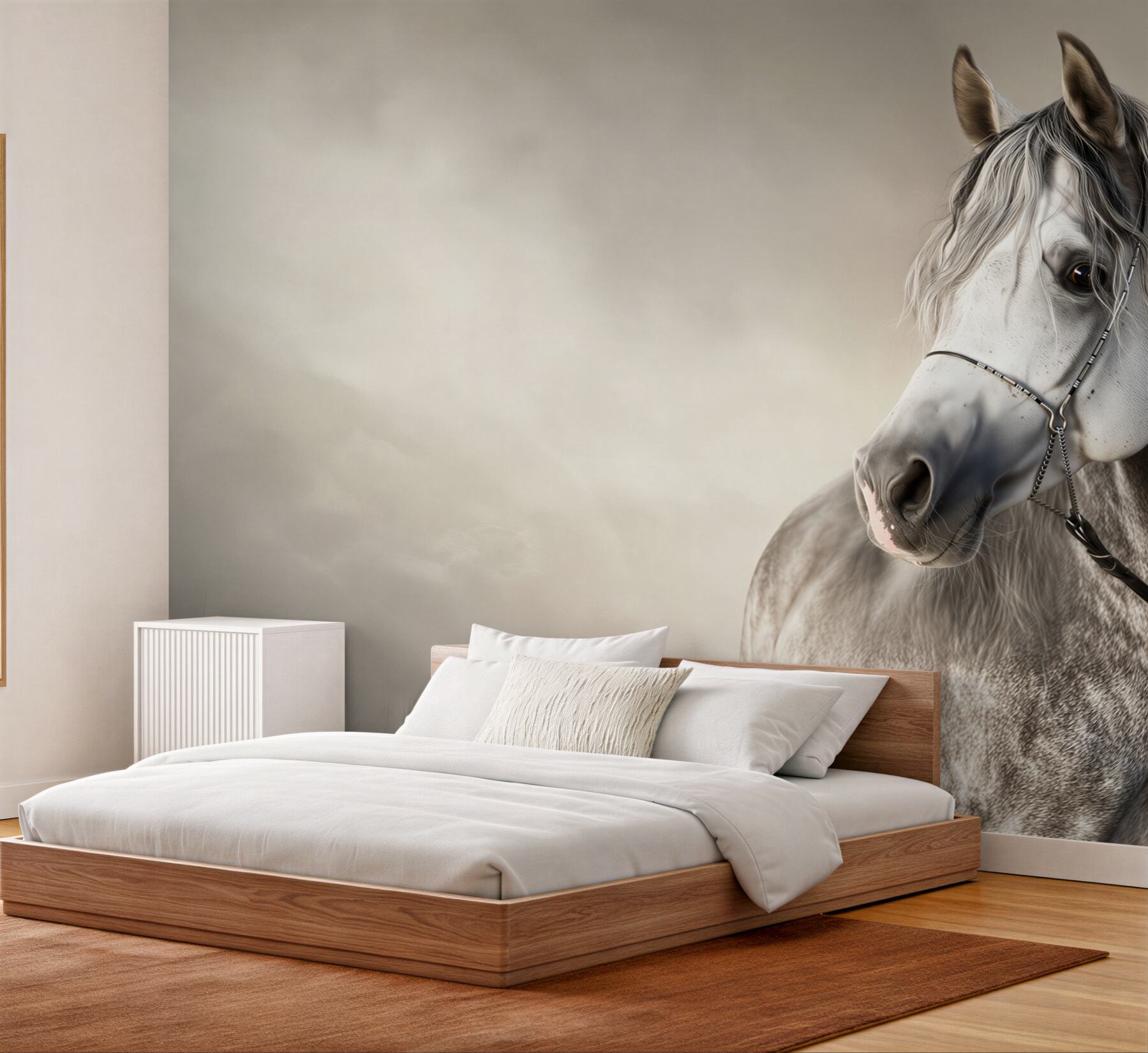 Fotobehang mooi profiel van een paard op een zwarte achtergrond
