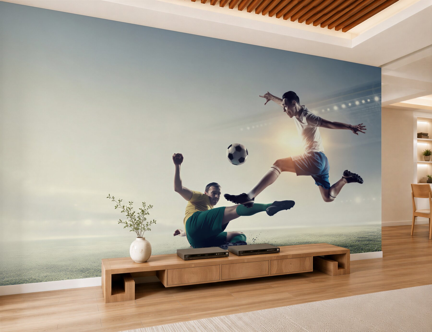 Fotobehang Voetbalwedstrijd