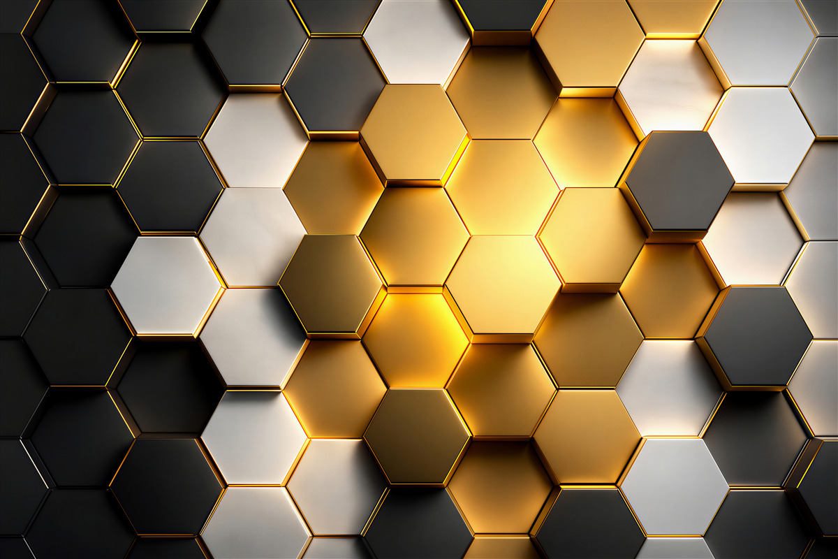 Fotobehang Multikleurige hexagons