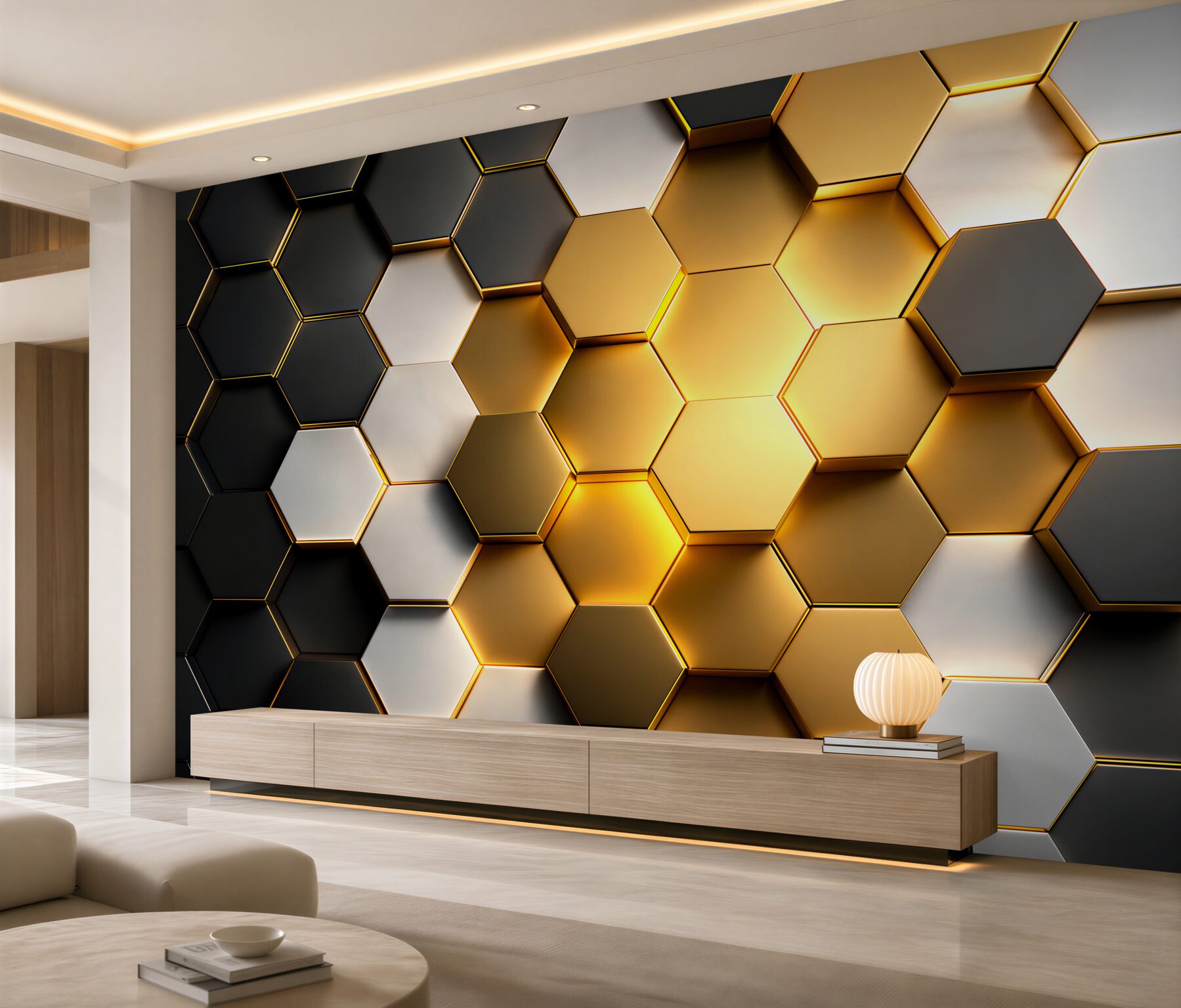 Fotobehang Multikleurige hexagons