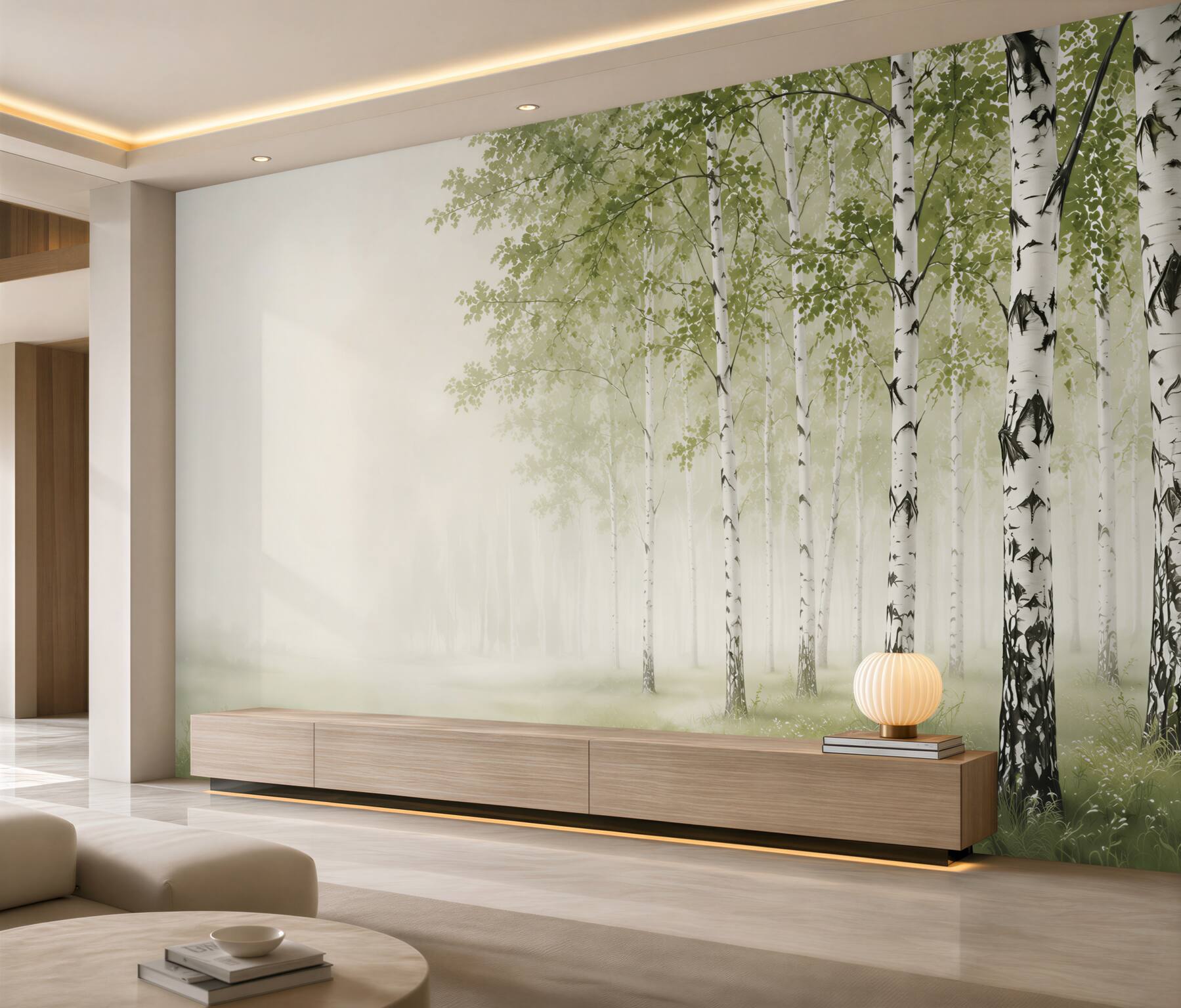 Fotobehang Berkenbos