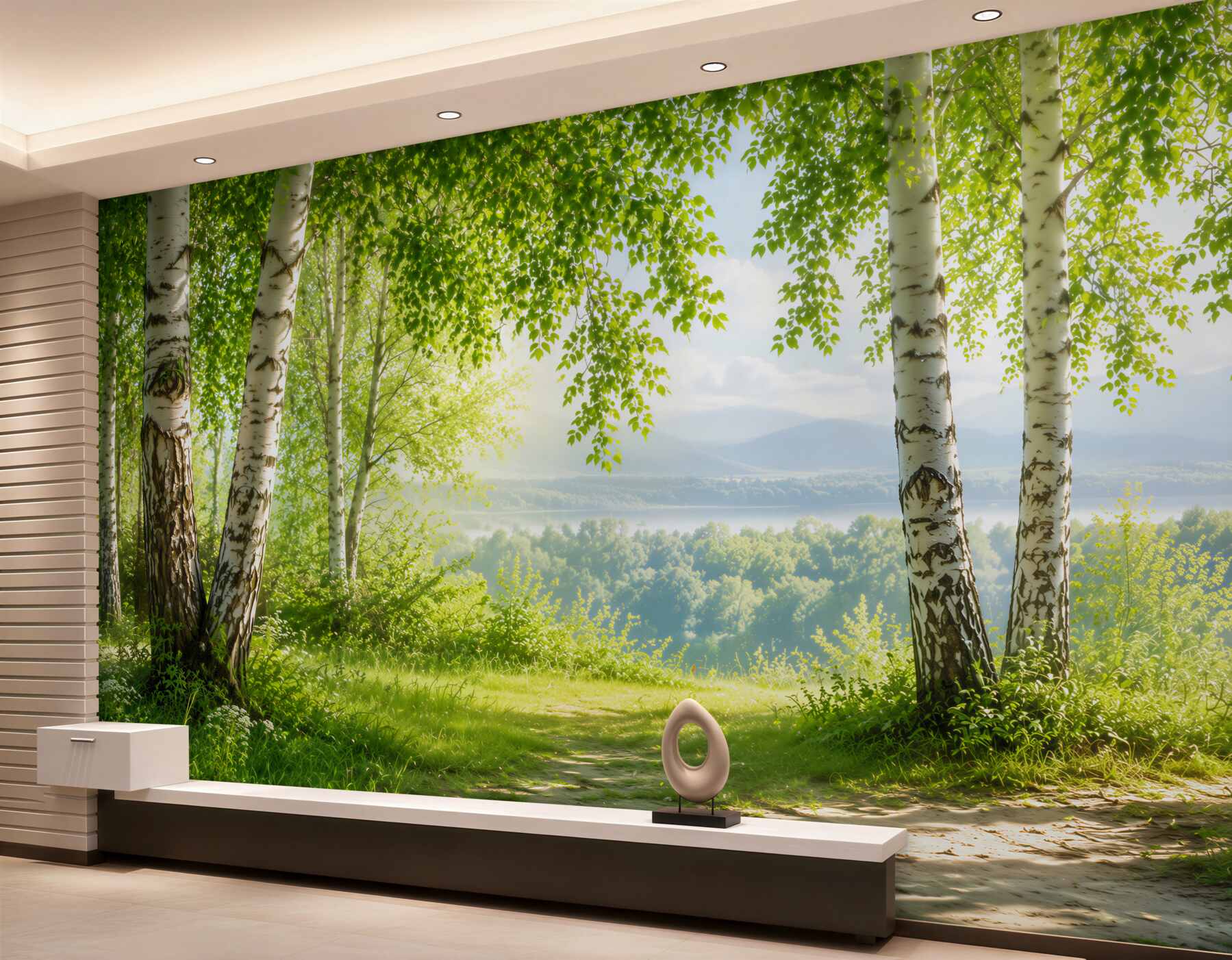 Fotobehang Groene berkenbos