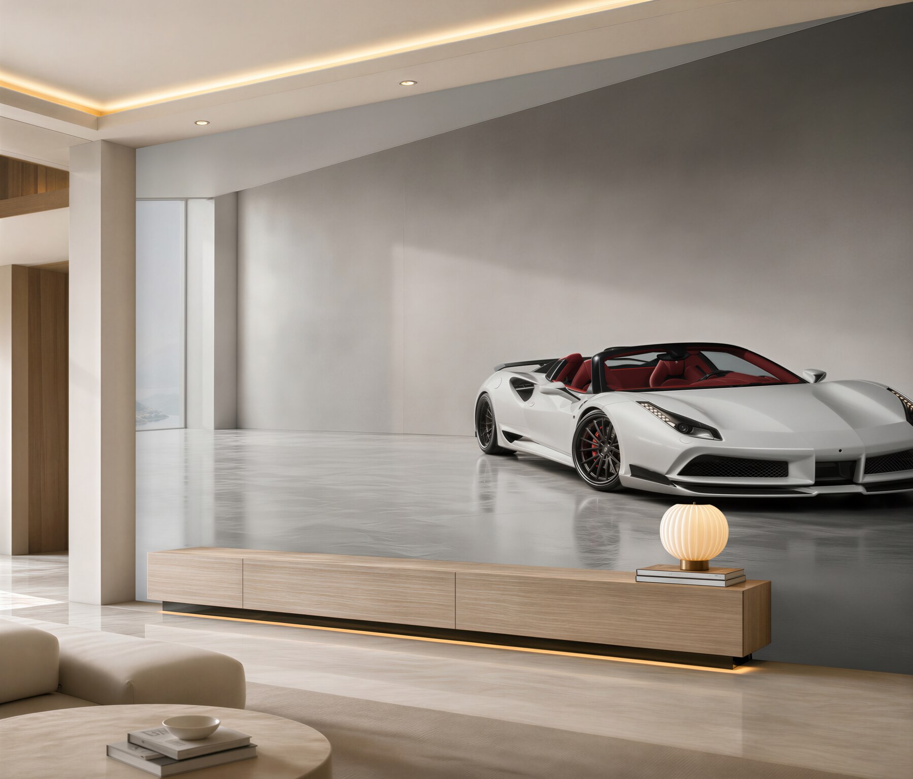 Fotobehang Witte sportcabriolet