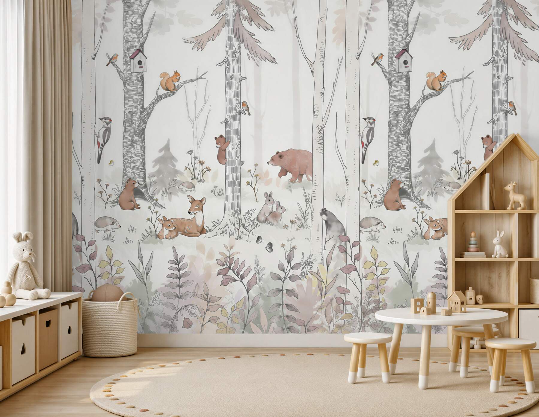 Fotobehang Bewoners van het bos zijn bezig met hun zaken