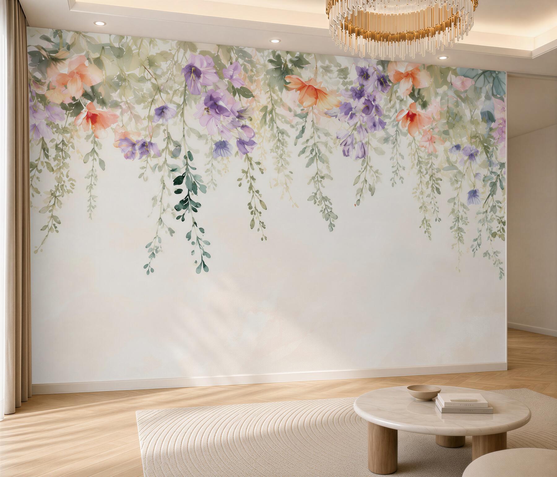 Fotobehang Delicate, omgekeerde tuinbloemen