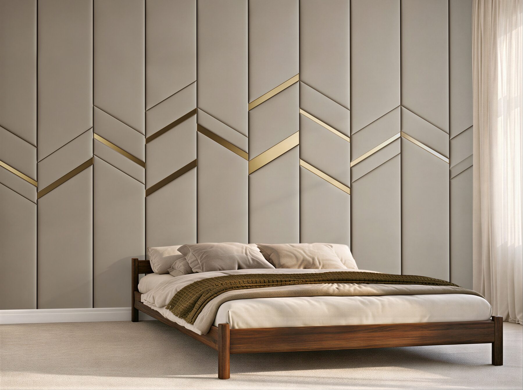 Fotobehang Gouden snede op licht hout