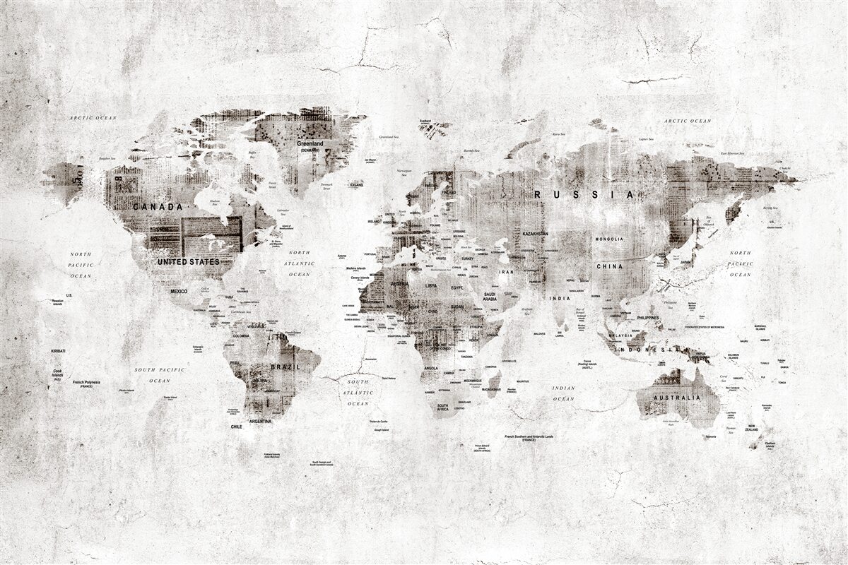 Fotobehang Wereldkaart met landennamen