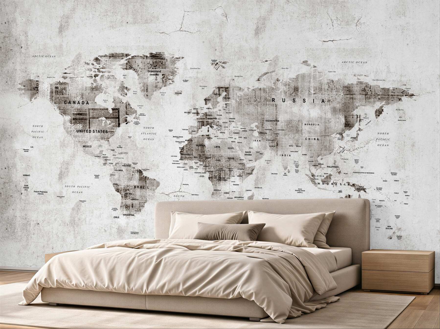 Fotobehang Wereldkaart met landennamen