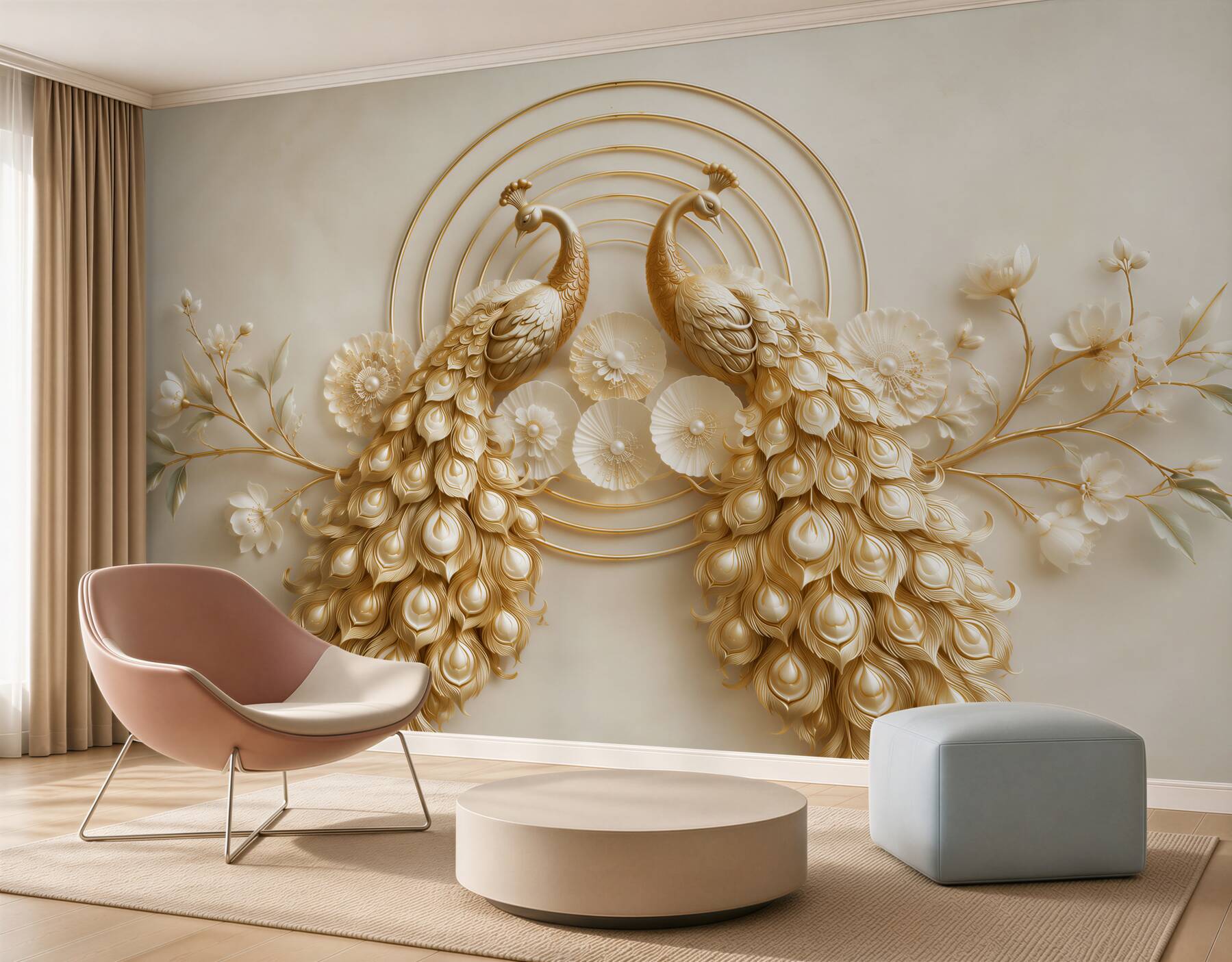 Fotobehang Pauwen decoraties
