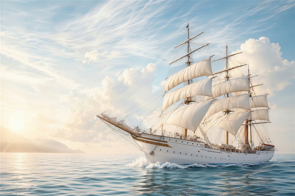 Fotobehang Schip trotseert de storm