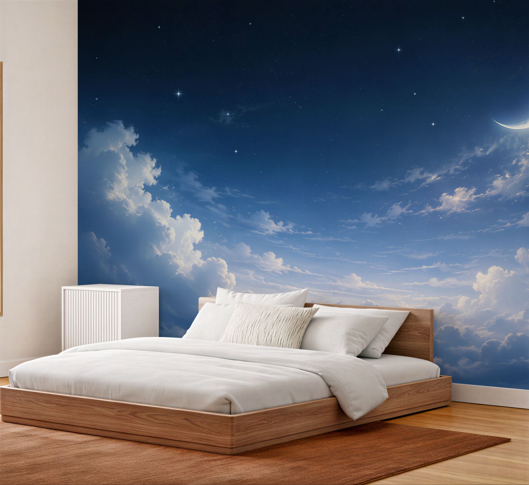 Fotobehang Nacht met maan en sterren