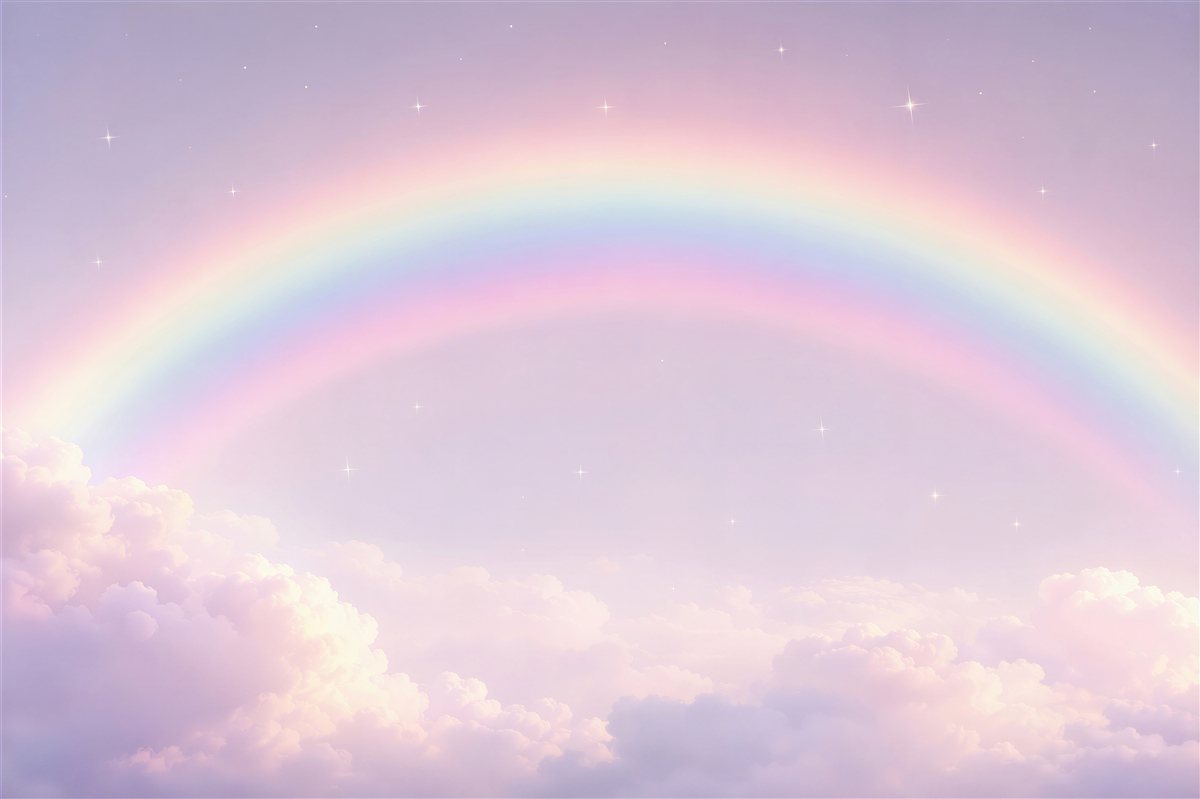 Fotobehang Regenboog boven de wolken