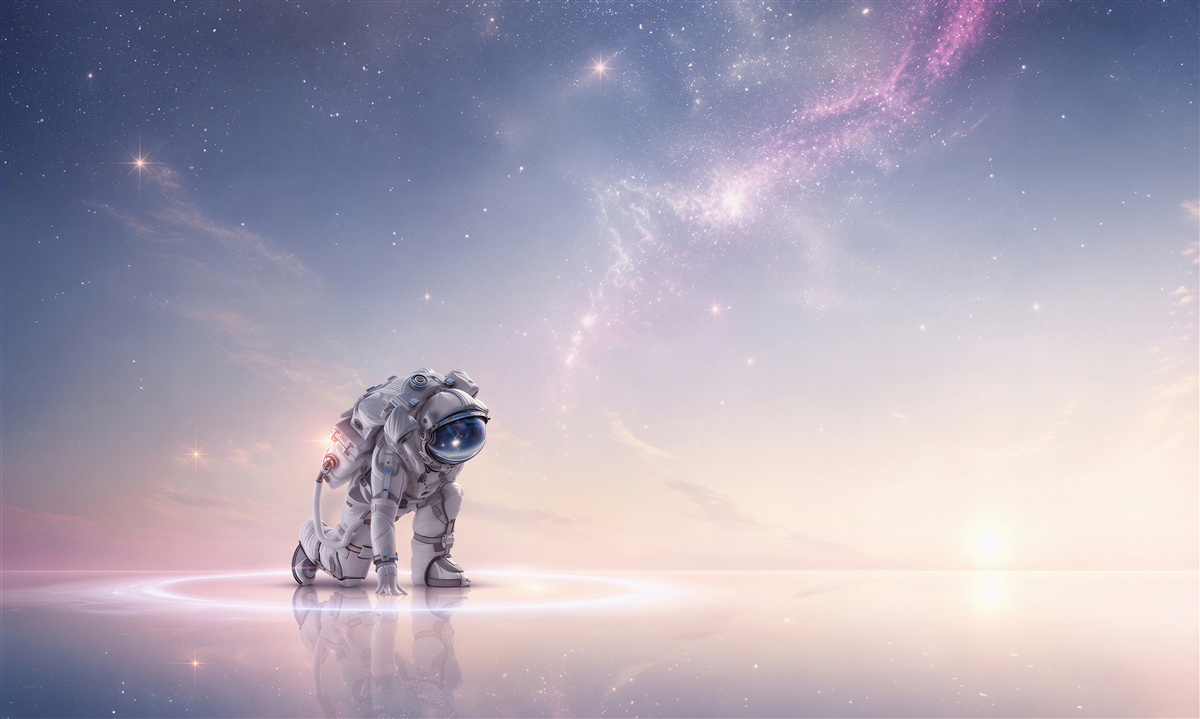 Fotobehang Astronaut in een pastelruimte voor de kinderkamer