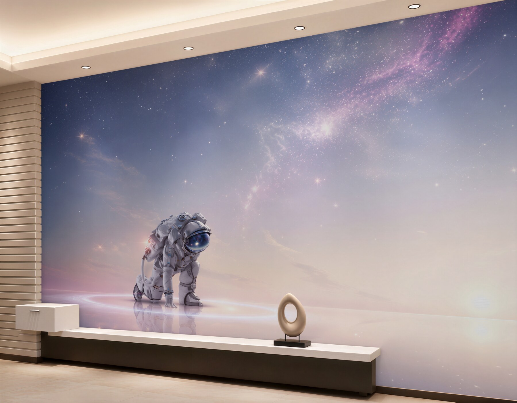 Fotobehang Astronaut in een pastelruimte voor de kinderkamer