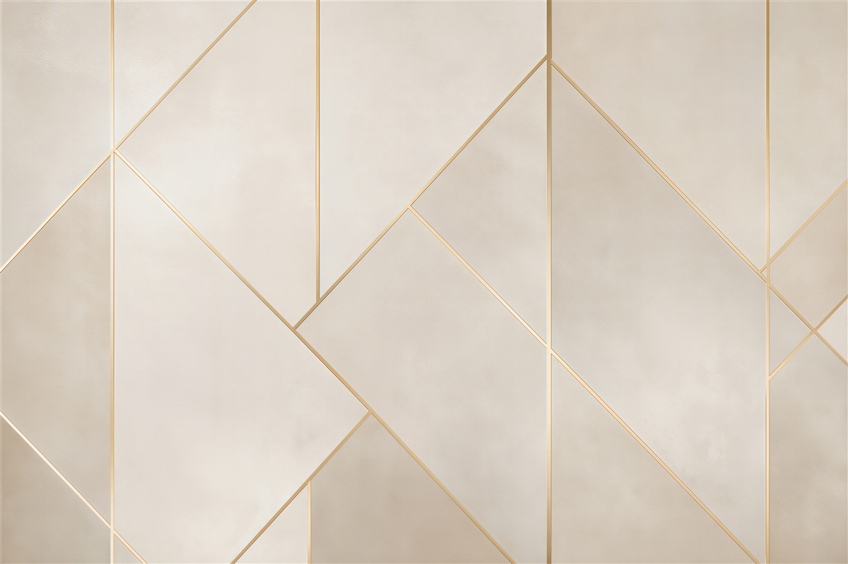 Fotobehang geometrische gouden lijnen op een beige achtergrond modern