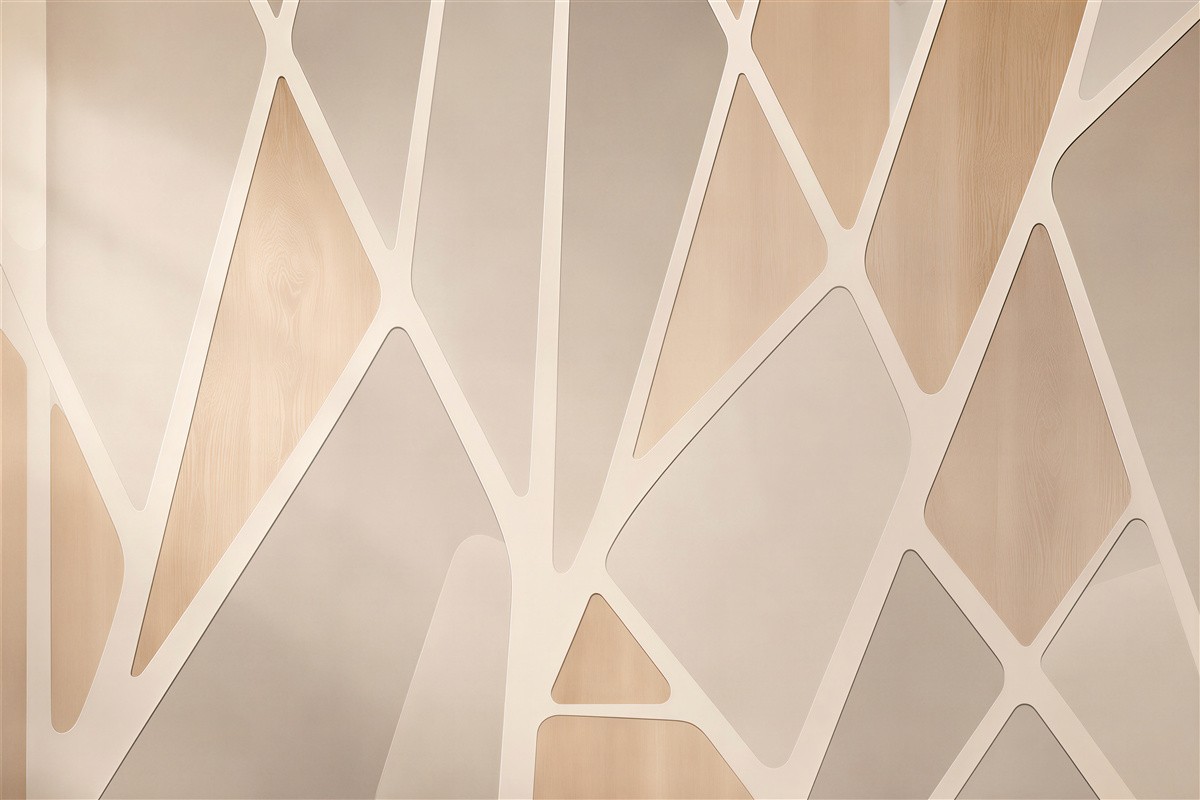 Fotobehang abstracte beige geometrie met houten effect