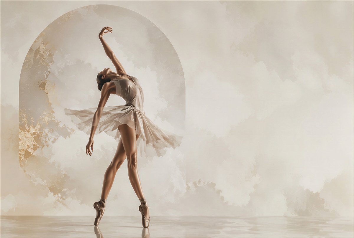 Fotobehang ballerina in lichte ruimte elegante danscompositie