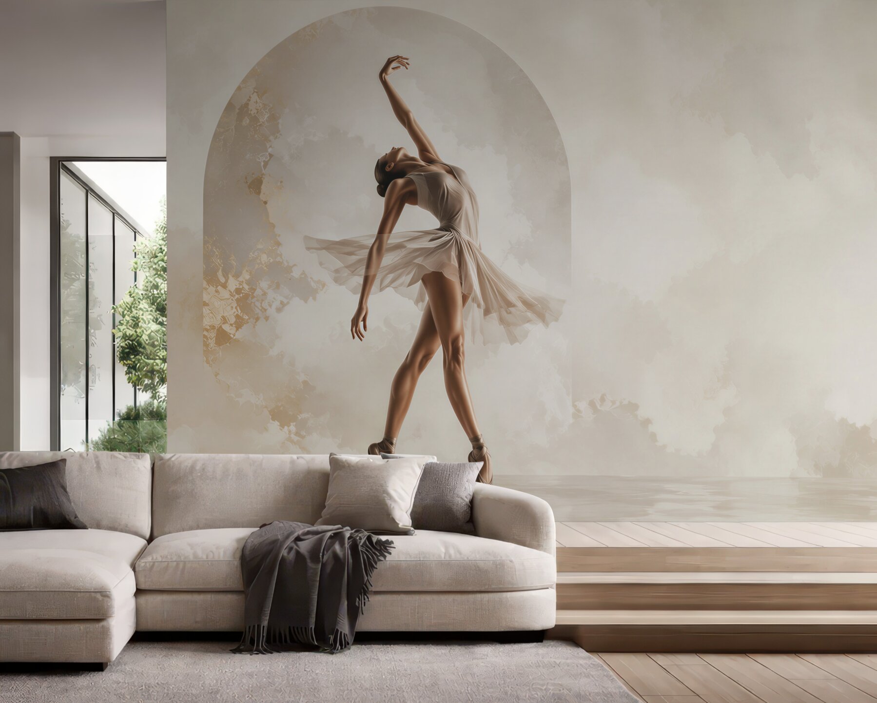 Fotobehang ballerina in lichte ruimte elegante danscompositie