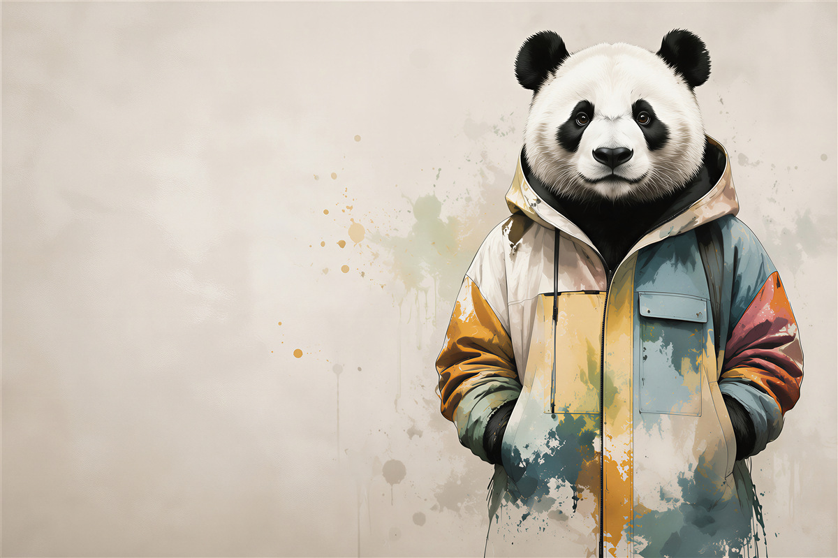 Fotobehang panda in kleurrijke jas moderne decoratie voor de kamer