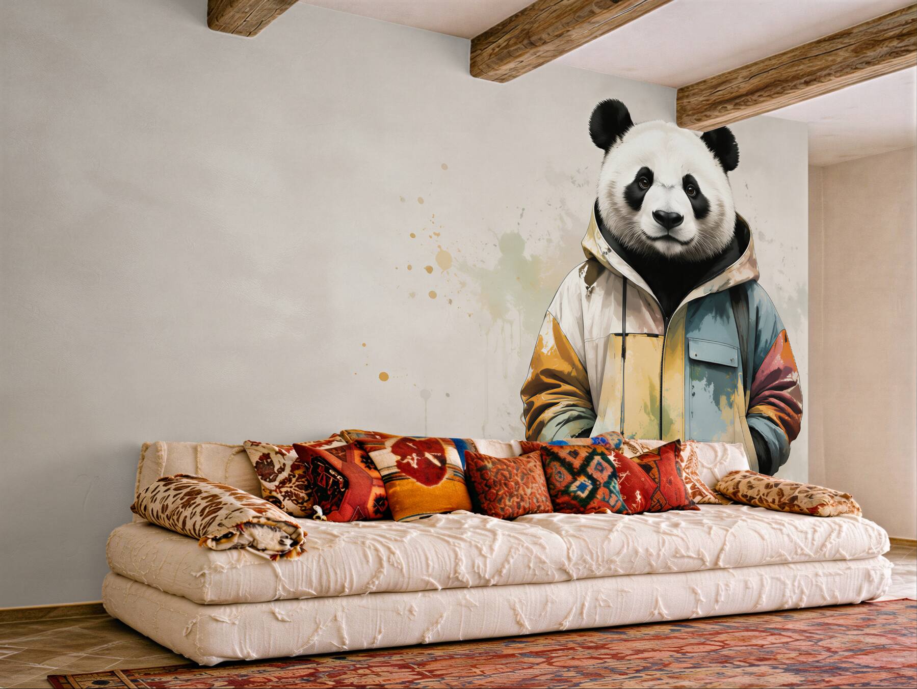 Fotobehang panda in kleurrijke jas moderne decoratie voor de kamer