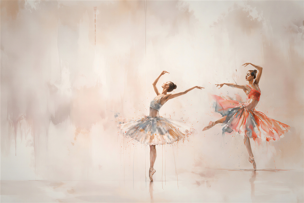 Fotobehang ballerina's in dans pastel elegant voor de meisjeskamer