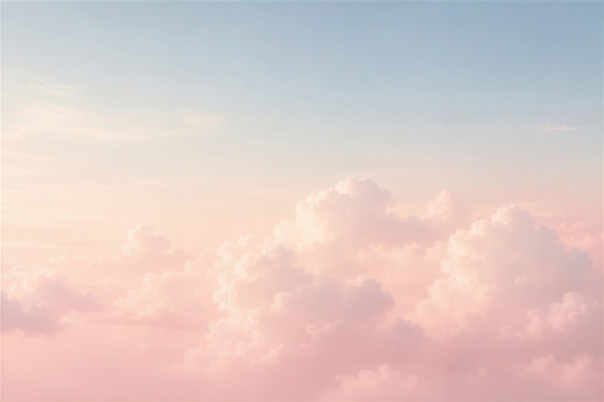 Fotobehang roze wolken op de blauwe lucht pastel