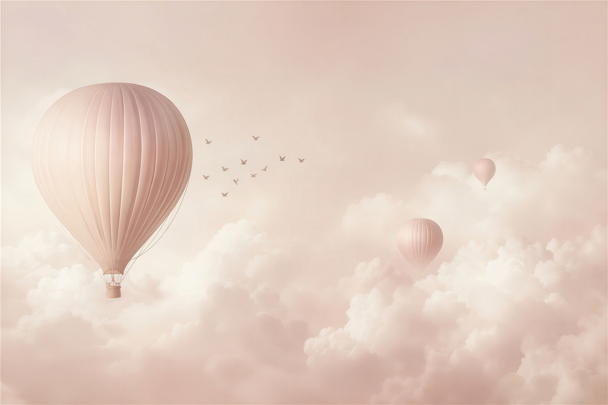 Fotobehang ballonnen en wolken