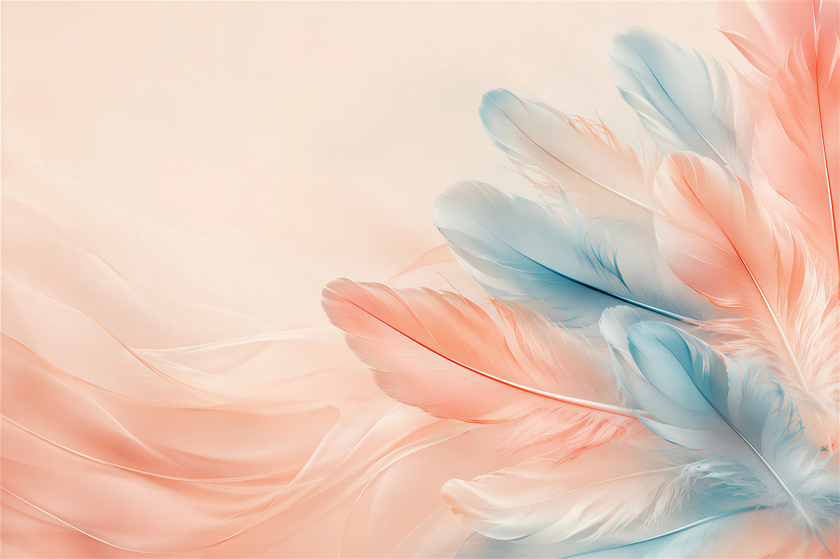 Fotobehang pastelveren roze en blauw delicaat voor de slaapkamer