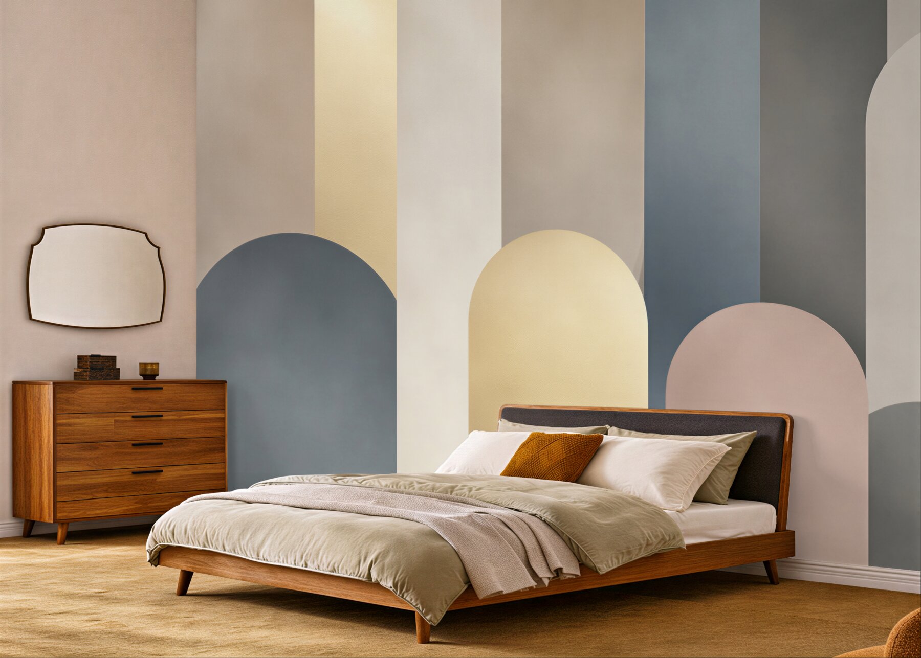 Fotobehang geometrische bogen beige grijs modern minimalisme
