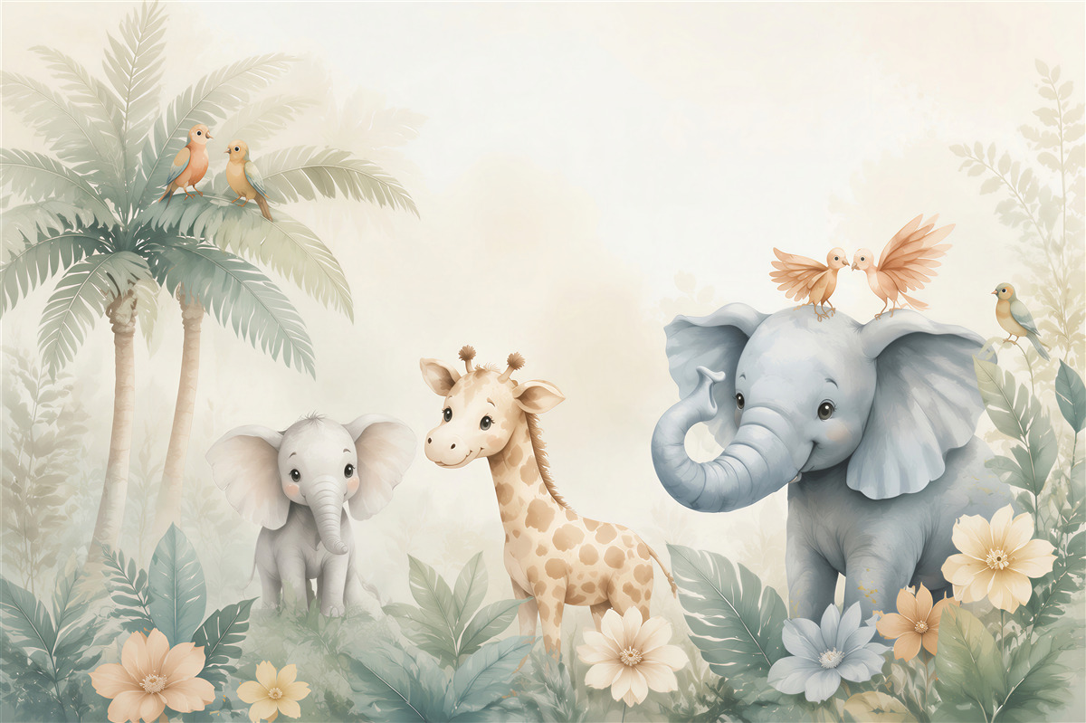Fotobehang Kinderen van verschillende dieren