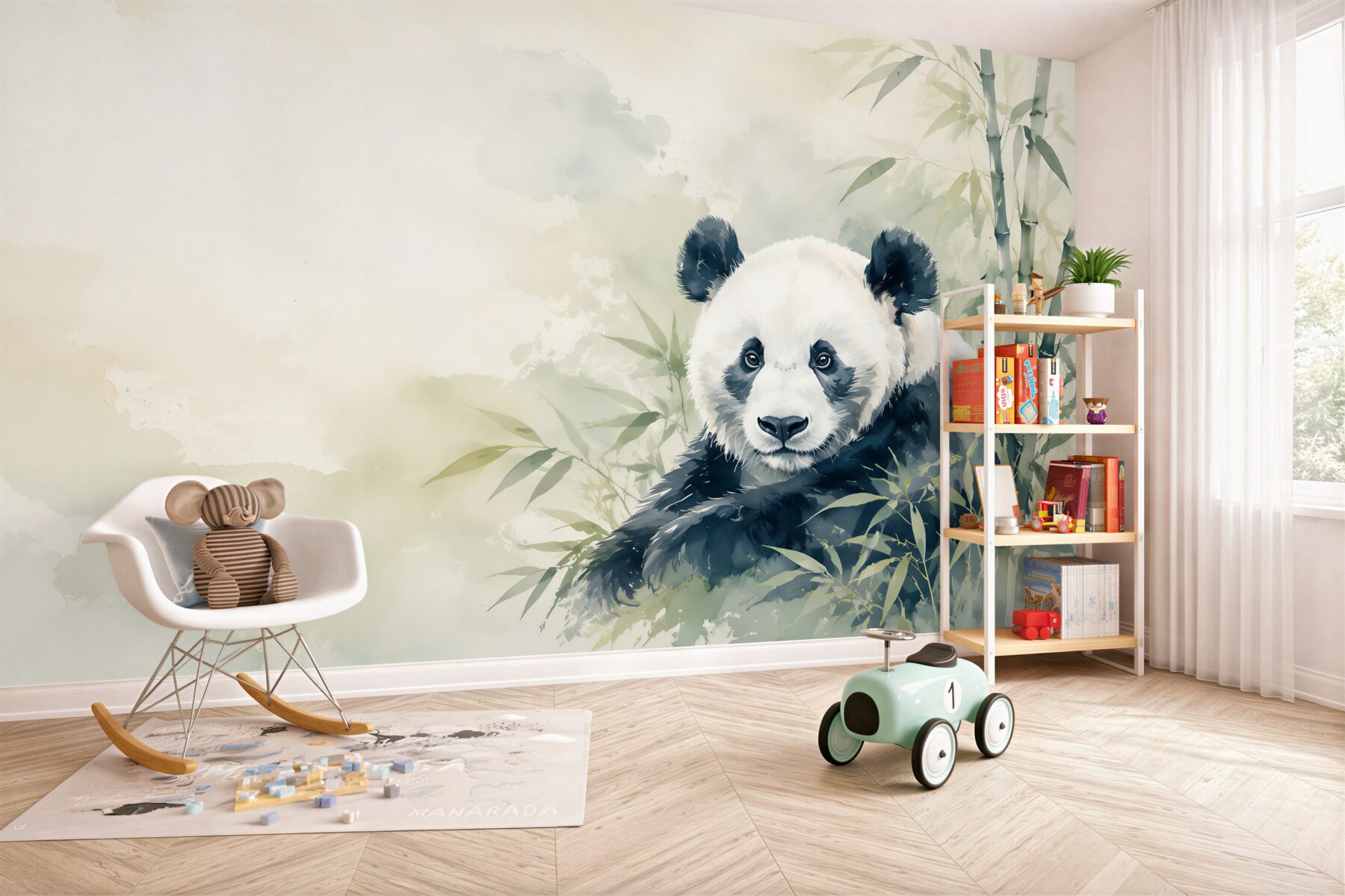 Fotobehang Panda tussen het bamboe