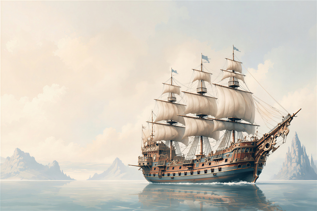 Fotobehang Schip vaart op zee