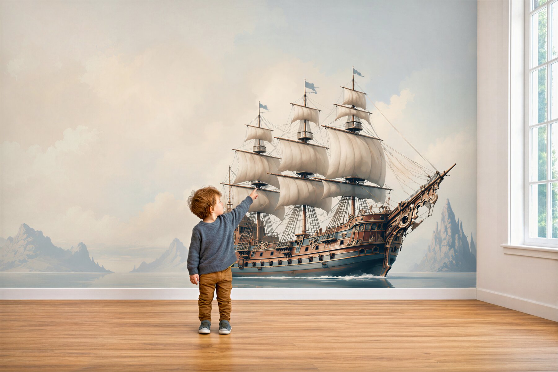 Fotobehang Schip vaart op zee
