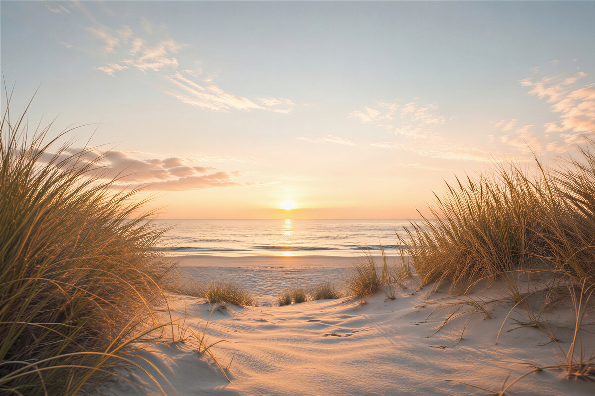Fotobehang zonsopgang boven de duinen