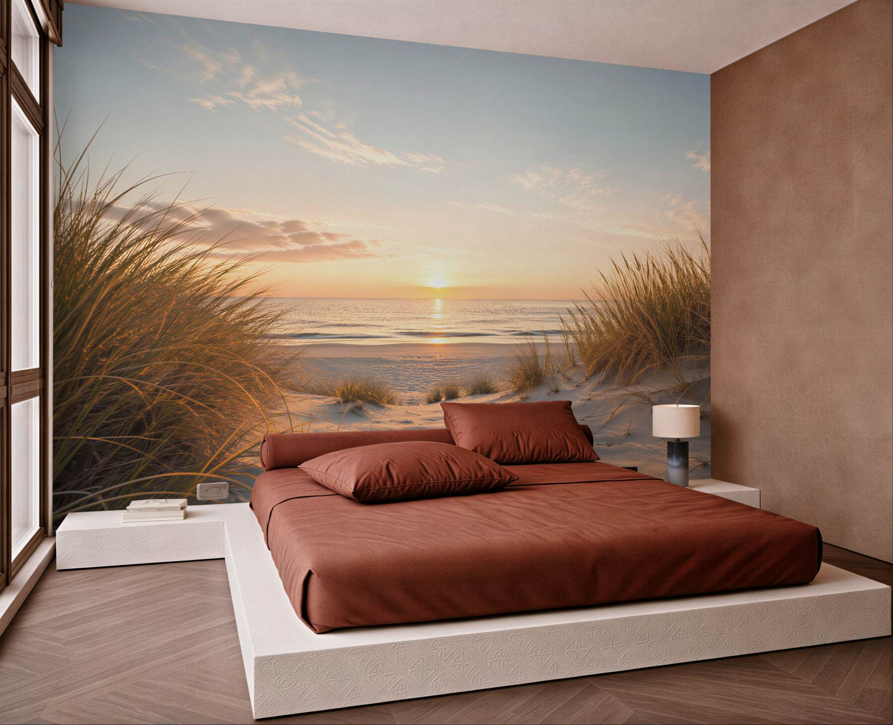 Fotobehang zonsopgang boven de duinen