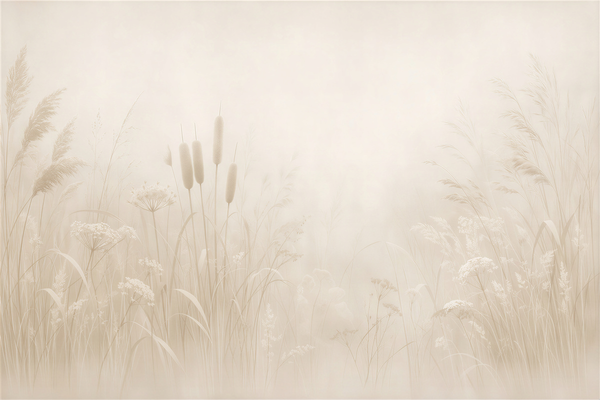 Fotobehang Ethereïsche Weide in Crème Mist