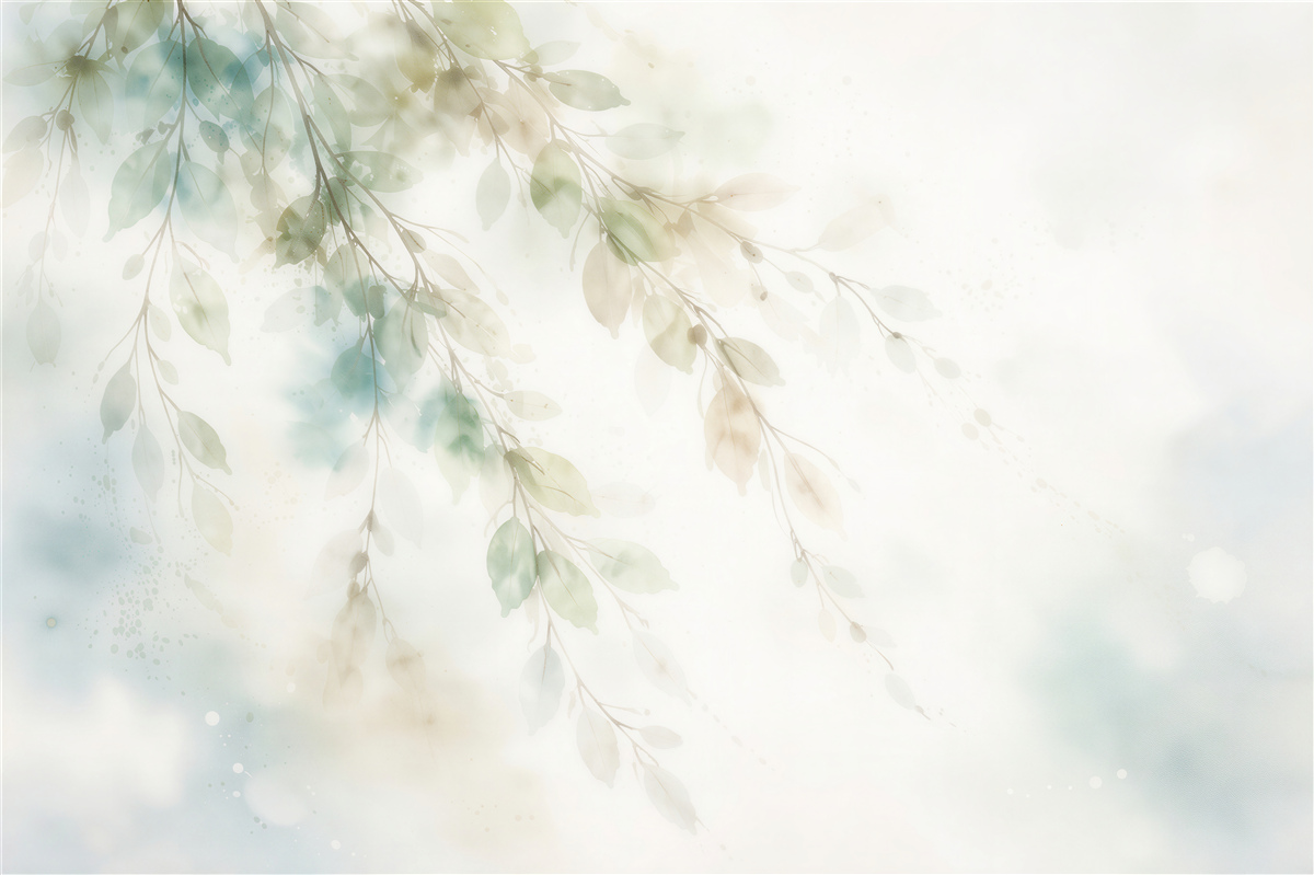 Fotobehang Delicate takken in aquarel bij het licht