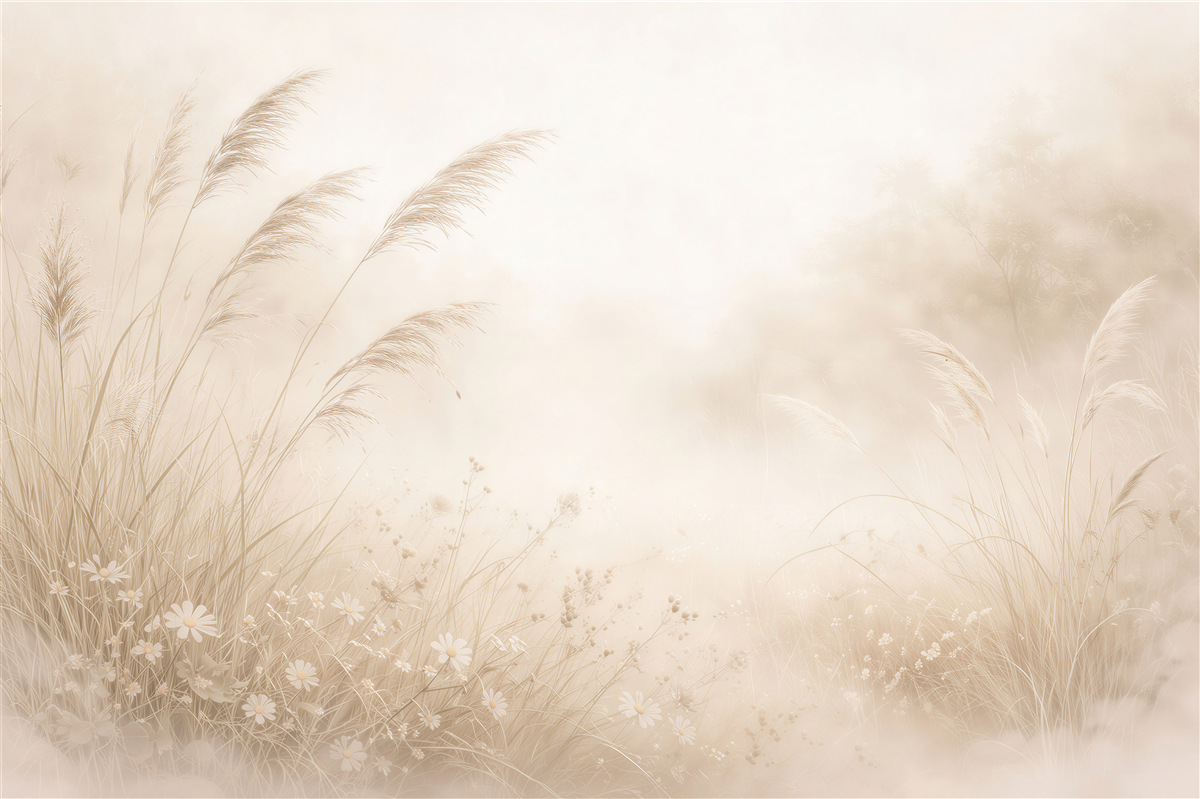 Fotobehang delicate weide in beige mist
