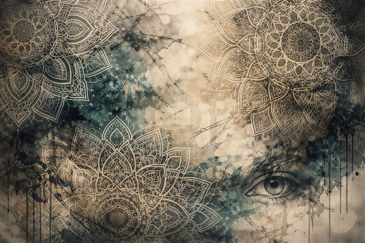 Fotobehang Oosterse mandala met een mysterieuze blik