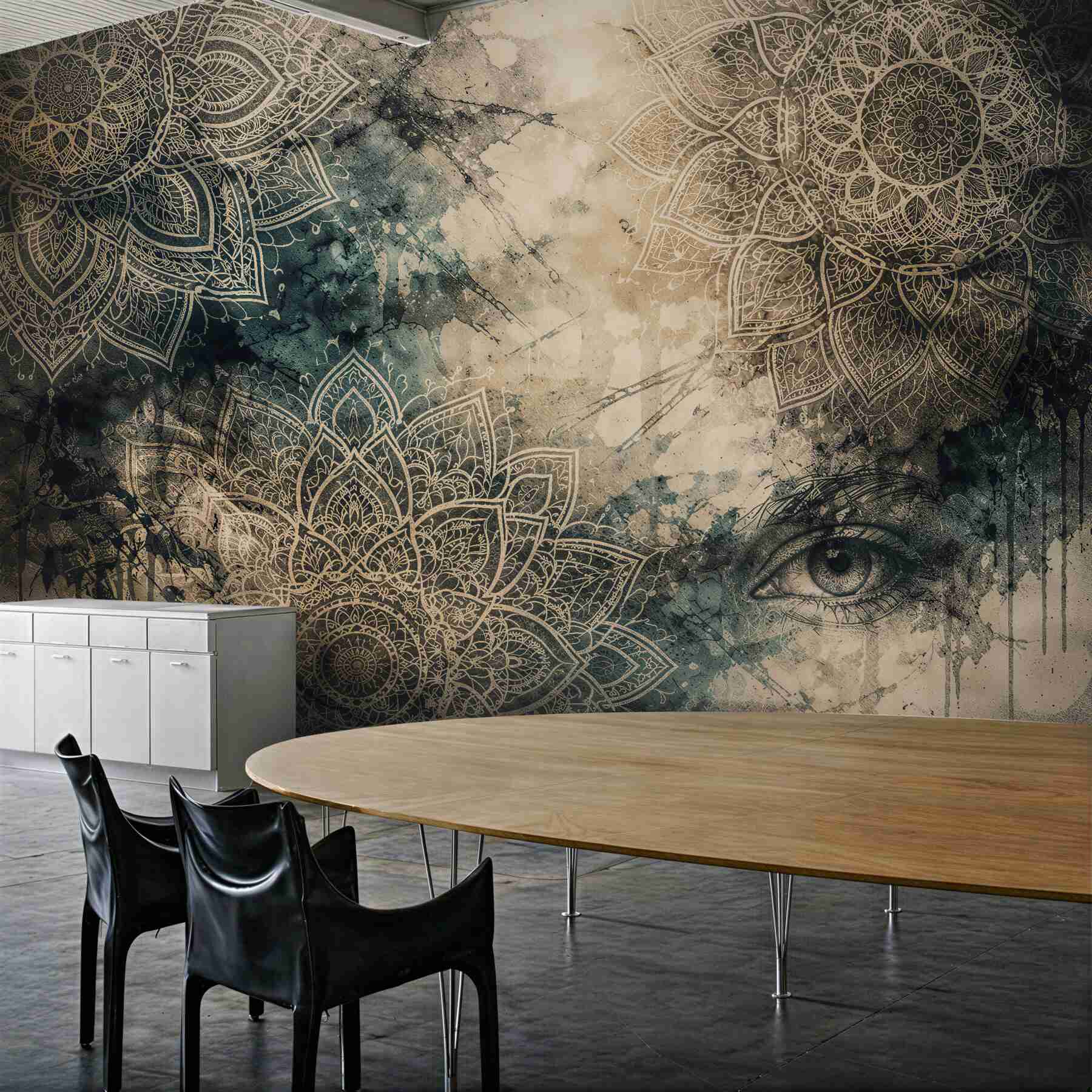 Fotobehang Oosterse mandala met een mysterieuze blik