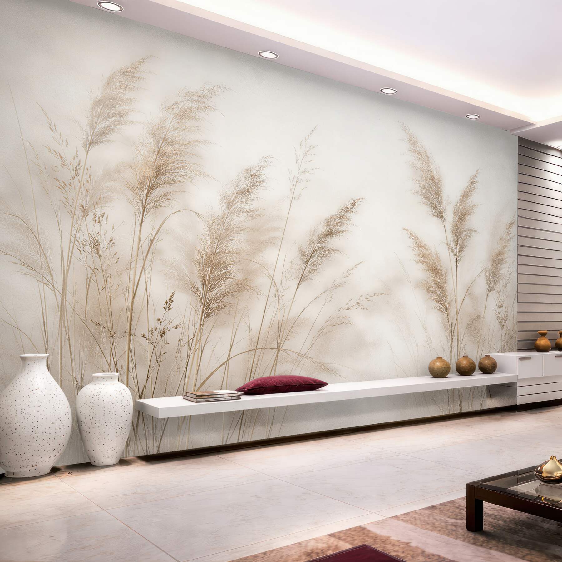 Fotobehang Delicate grassen in beige