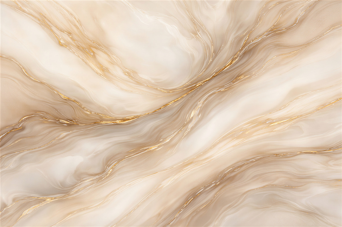Fotobehang gouden strepen in crème marmer